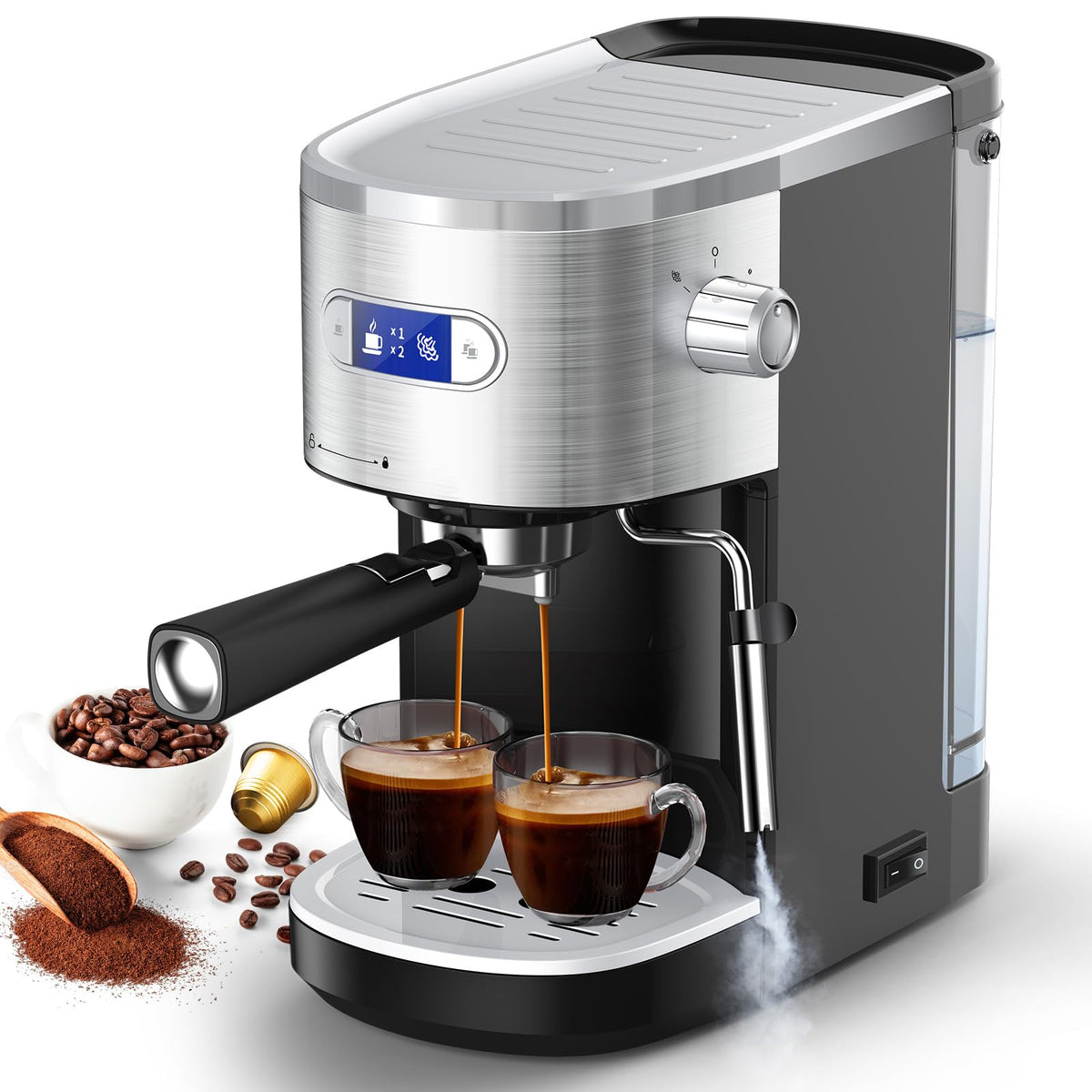 RWFLAME Pebble Espresso Machine,15 Bar Professional Espresso Maker with  Barista Coffee Grinder/Milk Frother – R.W.FLAME