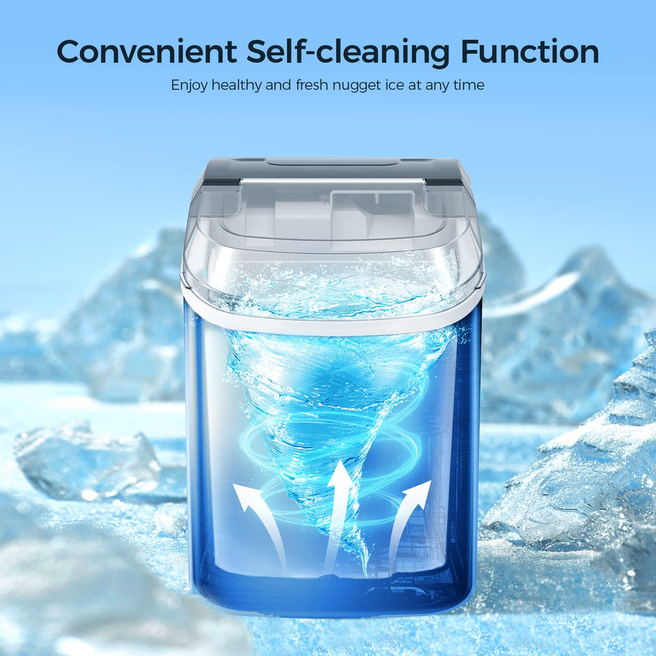 Nugget Ice Maker Countertop, Portable Ice Maker Machine with Self