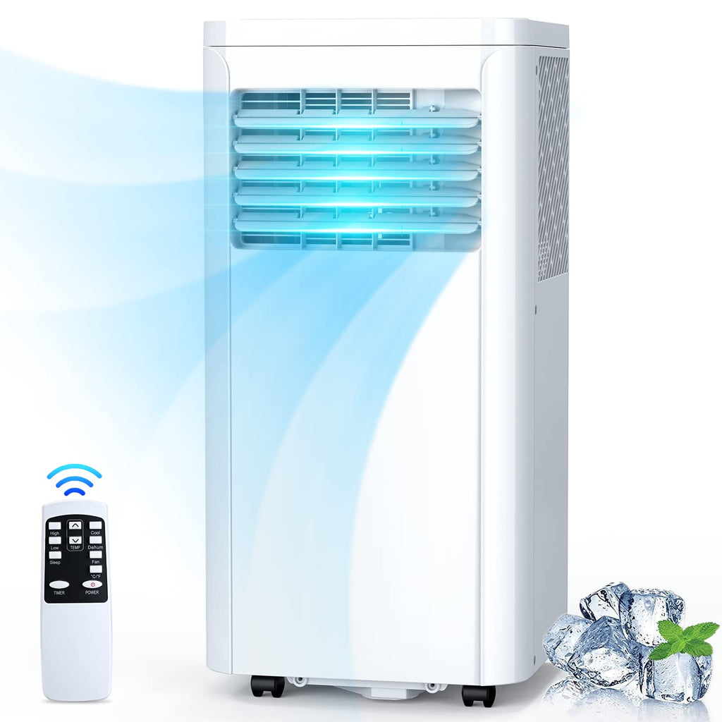 COSTWAY Portable Air Conditioner, 8000 BTU AC Unit with Built-in  Dehumidifier, Fan Mode, Sleep Mode, 24H Timer, Remote Control, Window  Installation
