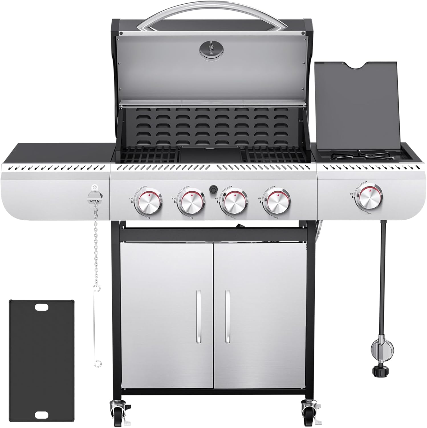 R.W.FLAME 3 & 4-Burner Propane Gas Grills with Side Burners, for Outdoor Cooking, BBQ, Patio, Camping