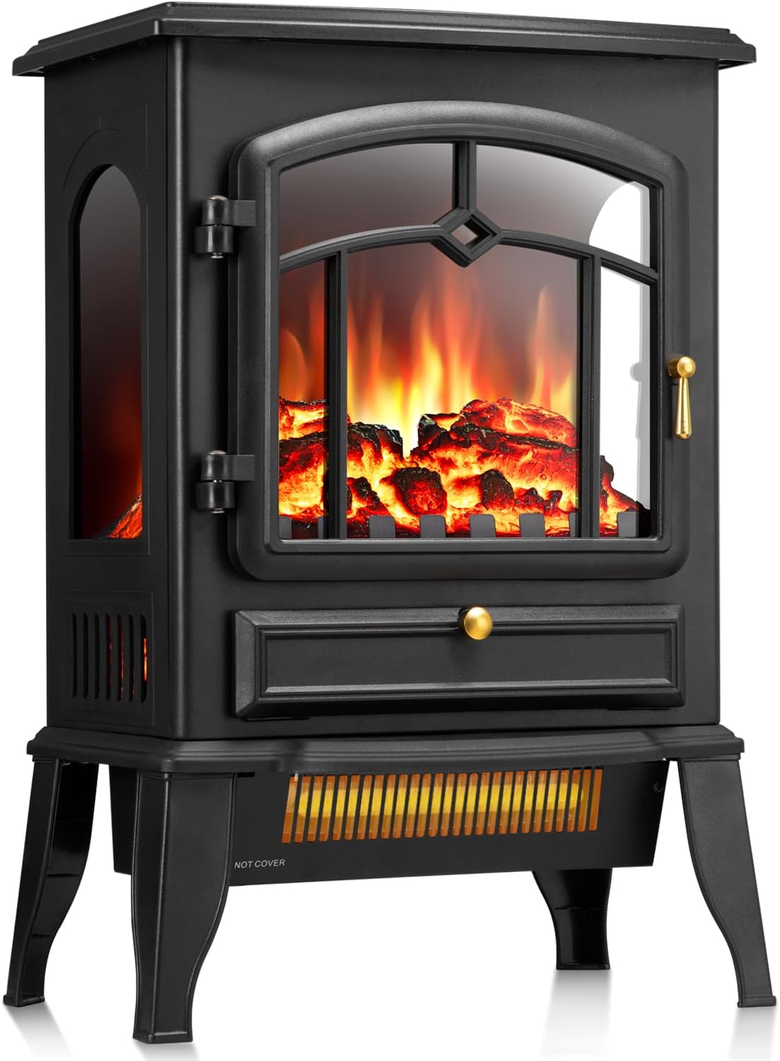 R.W.FLAME Electric Fireplace Stove Heater with Thermostat, 3D Flame, Adjustable Heat, Overheat Protection