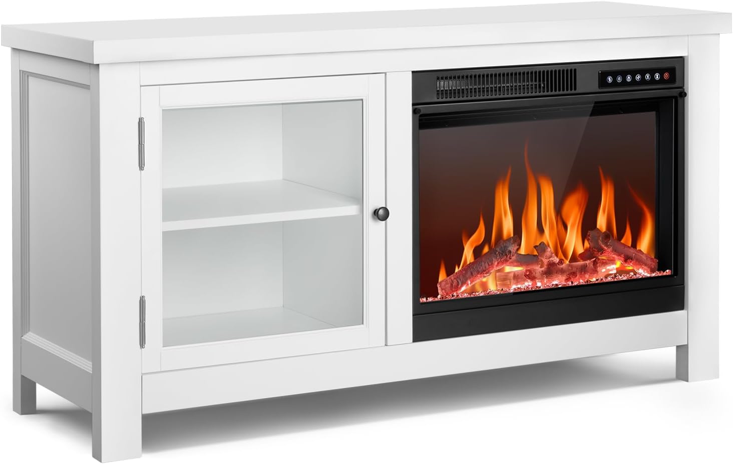 R.W.FLAME Modern Fireplace TV Stand with 23" Electric Fireplace and Storage Cabinets