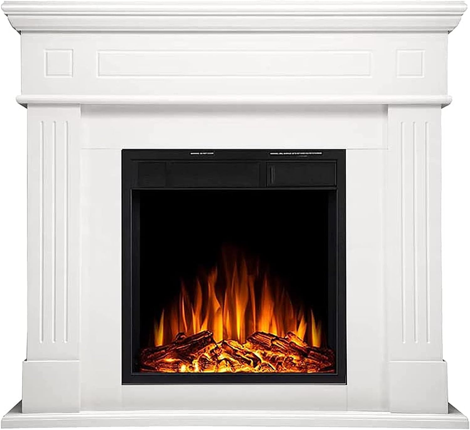 R.W.FLAME 43"Electric Fireplace Mantel Wooden Surround Firebox,750W/1500W, Black
