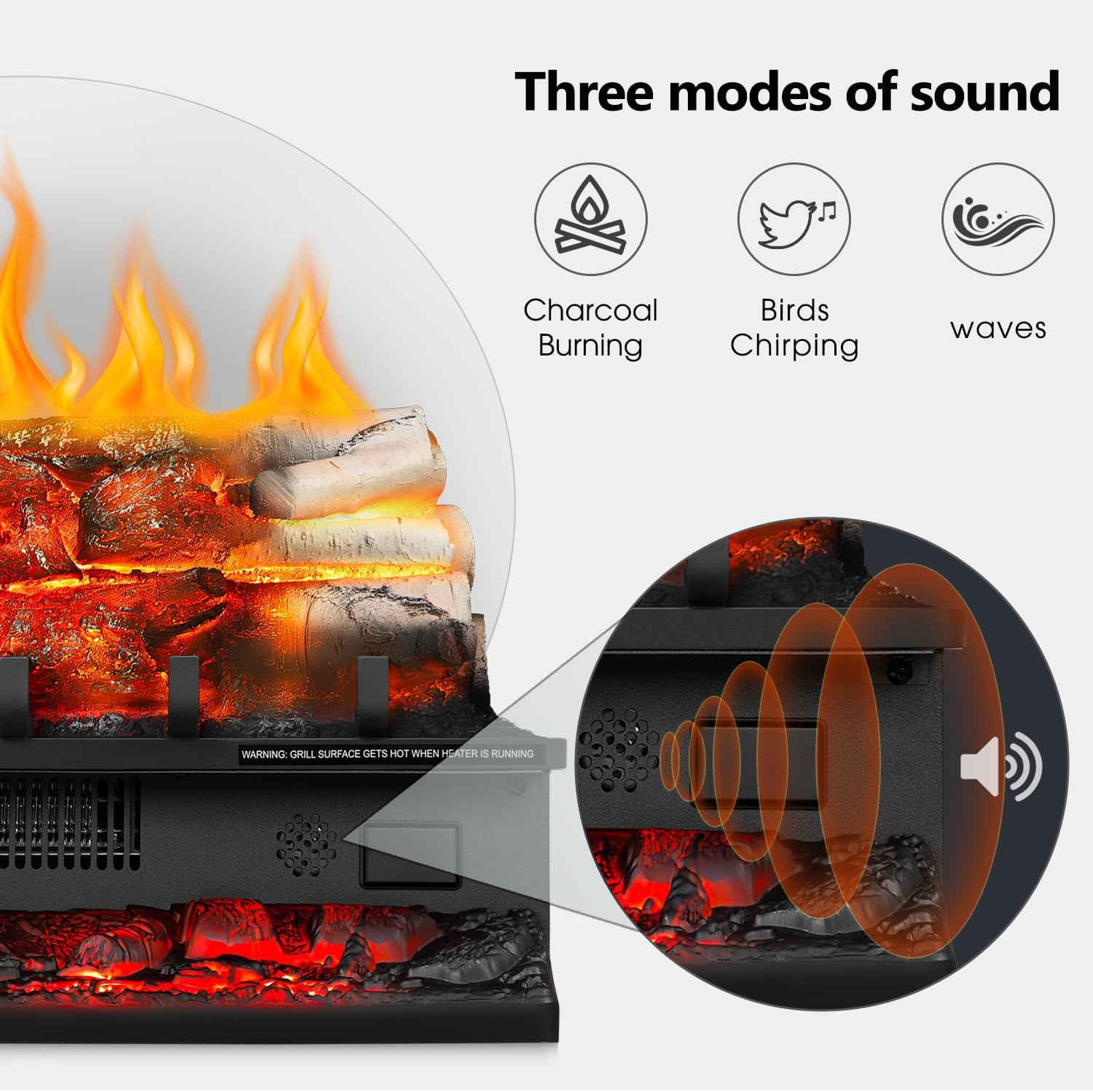 R.W.FLAME Electric Fireplace Log Heater,20" Fireplace Log Set with Crackling Sound