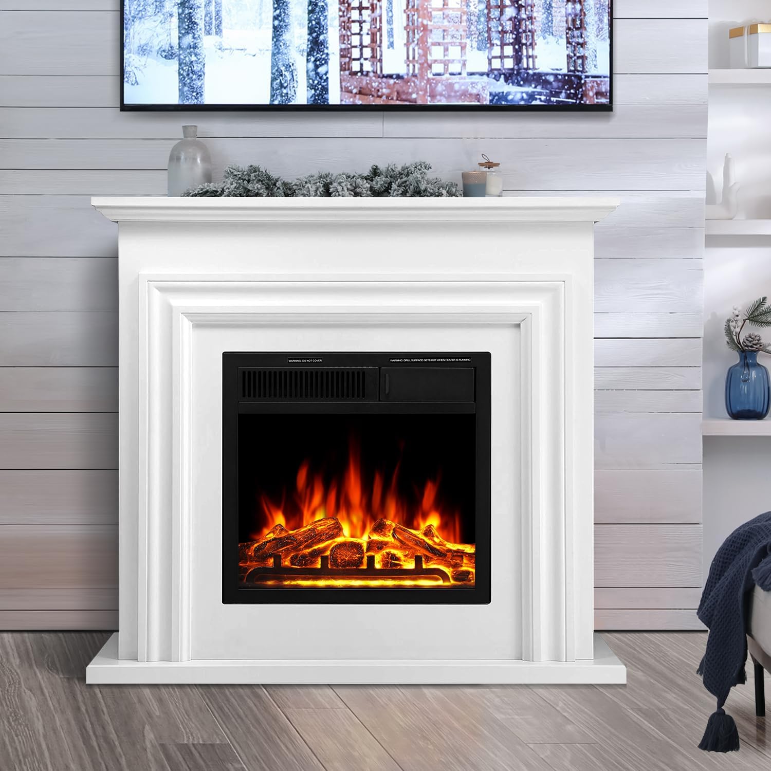 R.W.FLAME 36'' Electric Fireplace with Mantel Package,750-1500W