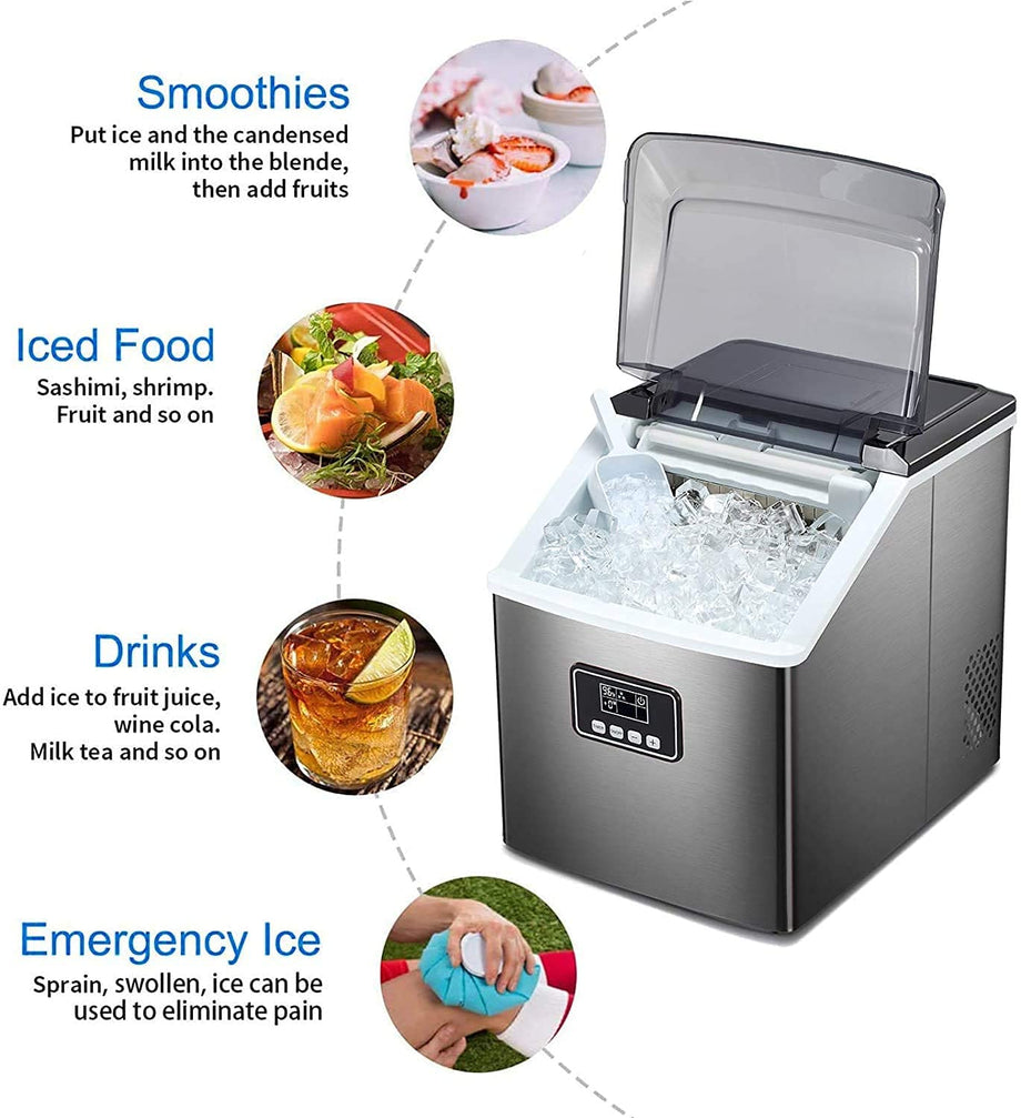 RWFLAME Countertop Ice Maker Portable Ice Machine, Basket Handle