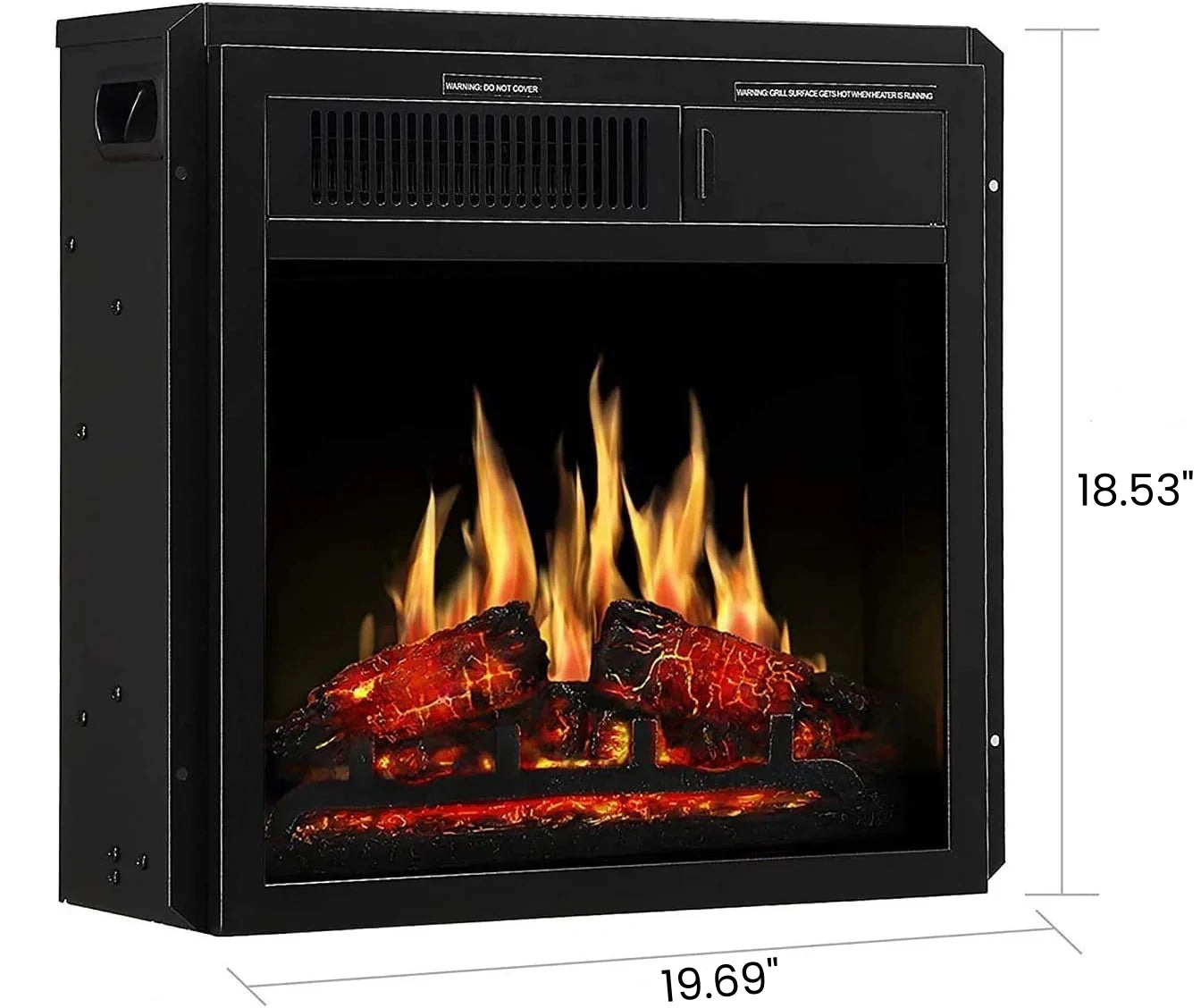 R.W.FLAME 20" Electric Fireplace Insert, 7 Flame Brightness Settings, 2 Power Setting 750W/1500W (Black)