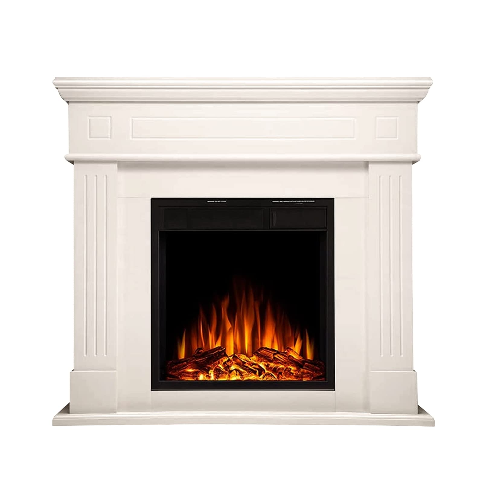 R.W.FLAME 43"Electric Fireplace Mantel Wooden Surround Firebox,750W/1500W, Black