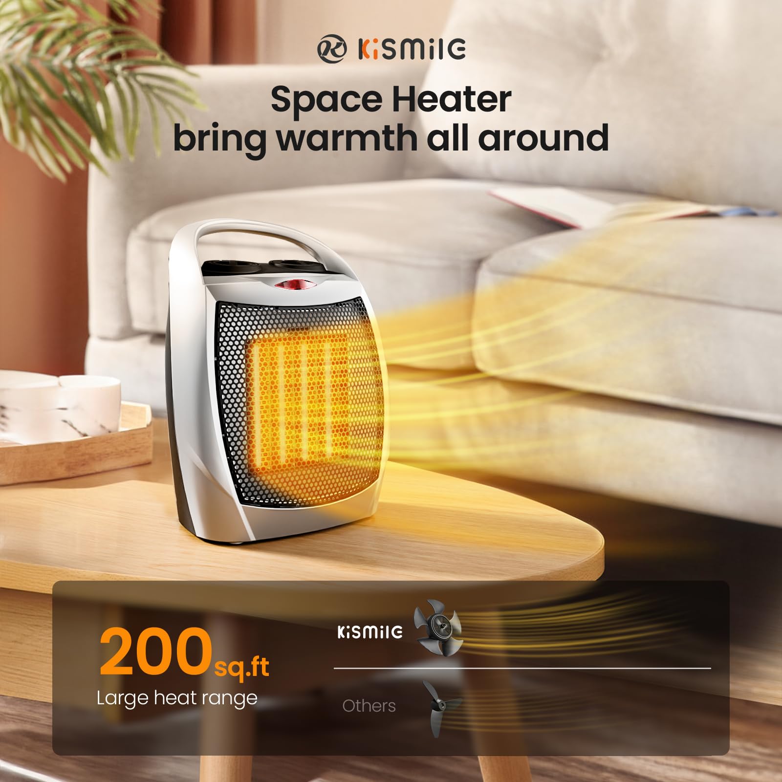 R.W.FLAME Portable Space Heater with Thermostat, Electric Space Heater,3 Modes