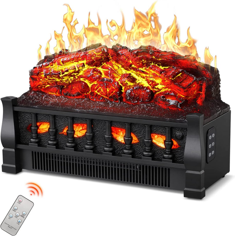 R.W.FLAME Electric Fireplace Log Set Heater with Remote Control, 750W/1500W