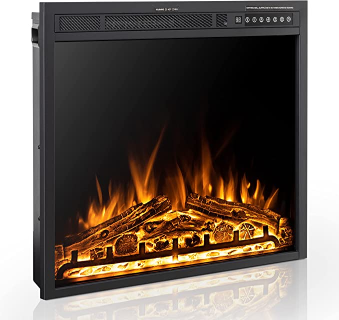 R.W.FLAME 37''Electric Fireplace Insert, Infrared Electric Fireplace, Log and Flame, 750W/1500W