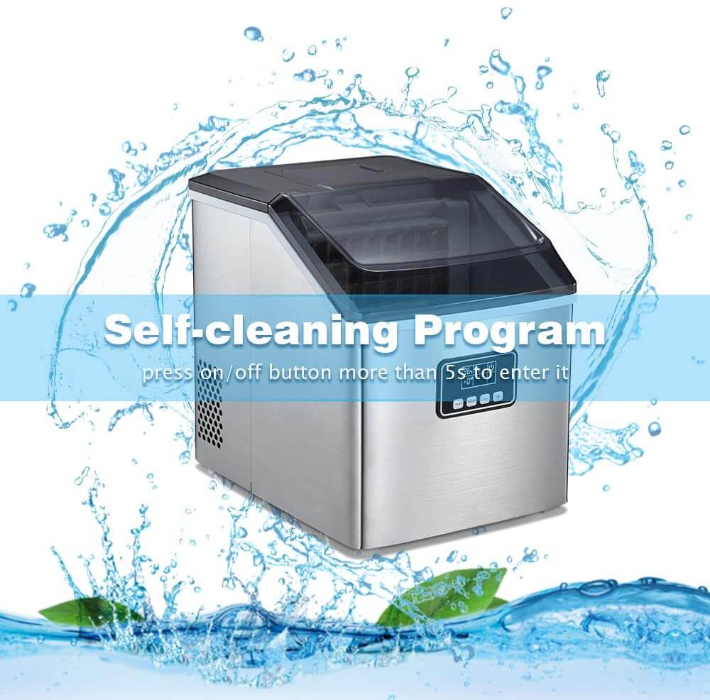 Portable Ice Maker 40Lbs/24H Countertop Self-Cleaning with Ice Scoop and  Basket