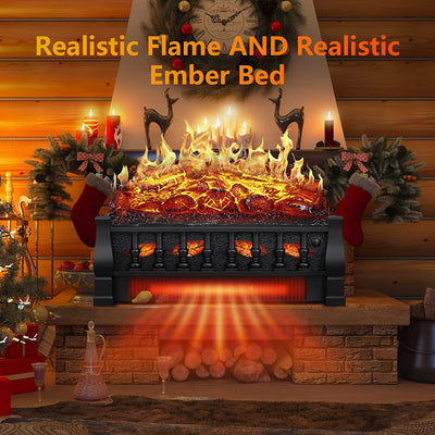 R.W.FLAME Electric Fireplace Log Set Heater with Remote Control, 750W/1500W