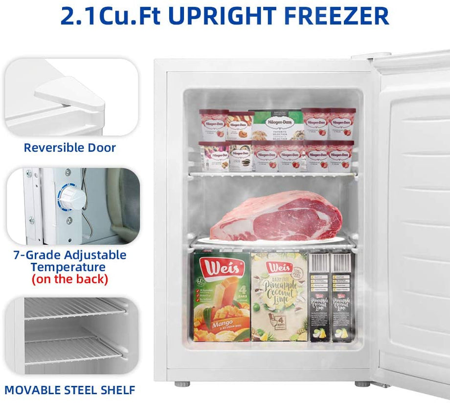 R.W.FLAME 1.2 CU.FT Upright Freezer- Mini Compact Freezer with Handle, Stainless Steel Single Door, Small Freezer for Home/Office/Dorm/Apartment