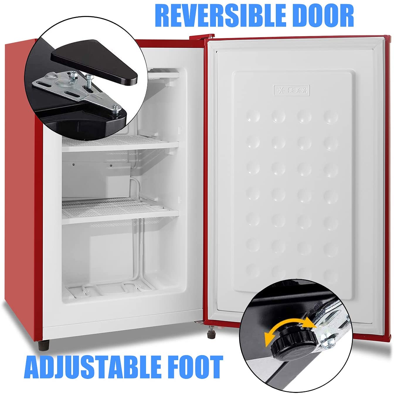 RWFLAME Congelador vertical de 1.2 pies cúbicos, mini congelador compacto  con asa, puerta individual de acero inoxidable, congelador pequeño para el