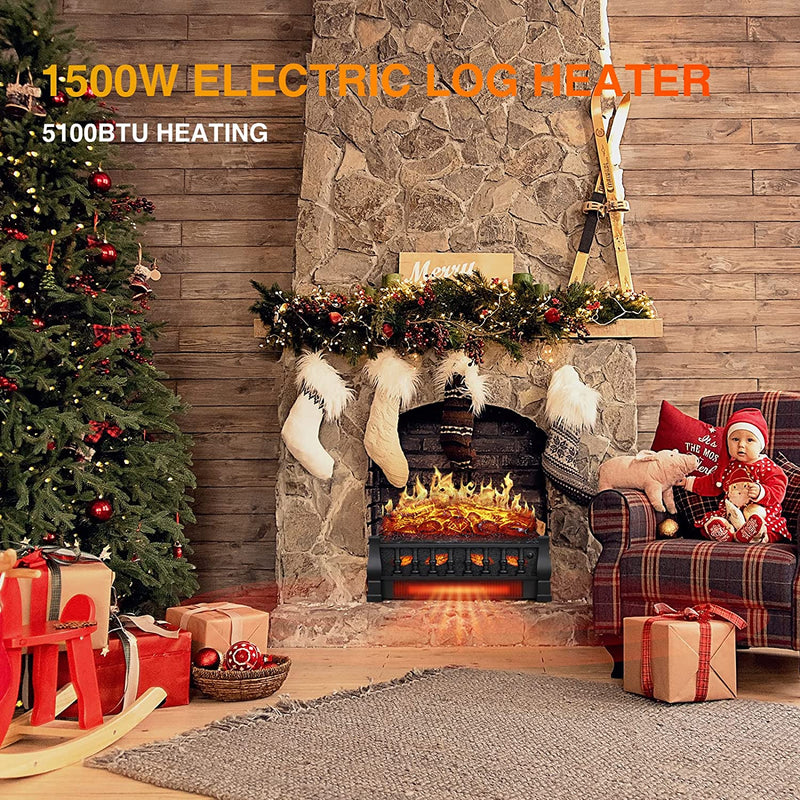 R.W.FLAME Electric Fireplace Log Set Heater with Remote Control, 750W/1500W