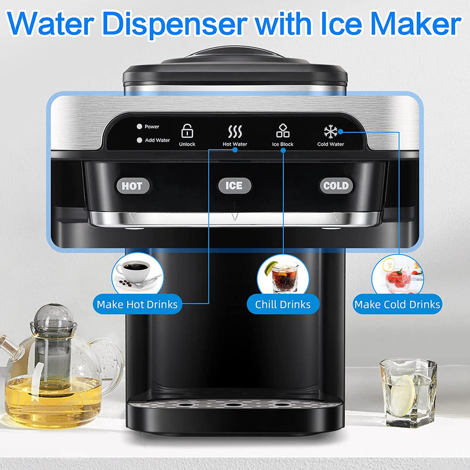 Water Dispenser W/ Built-in Ice Maker Top Load Hot & Cold Led Lights Handle  Home