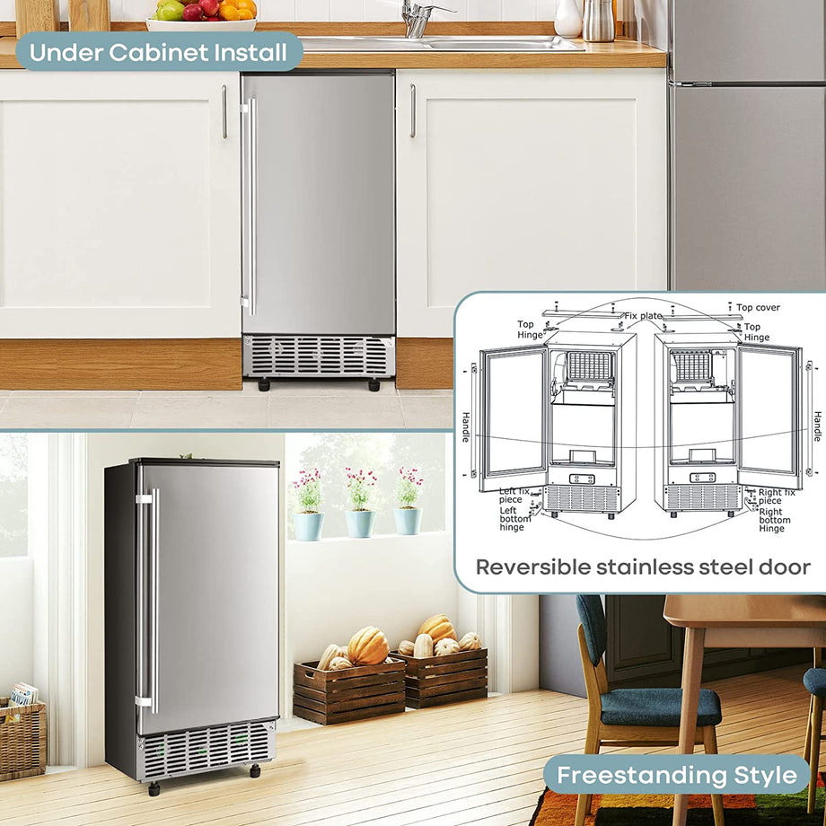 Ice Machines, Under Counter Ice Makers, Door Style: STAINLESS STEEL