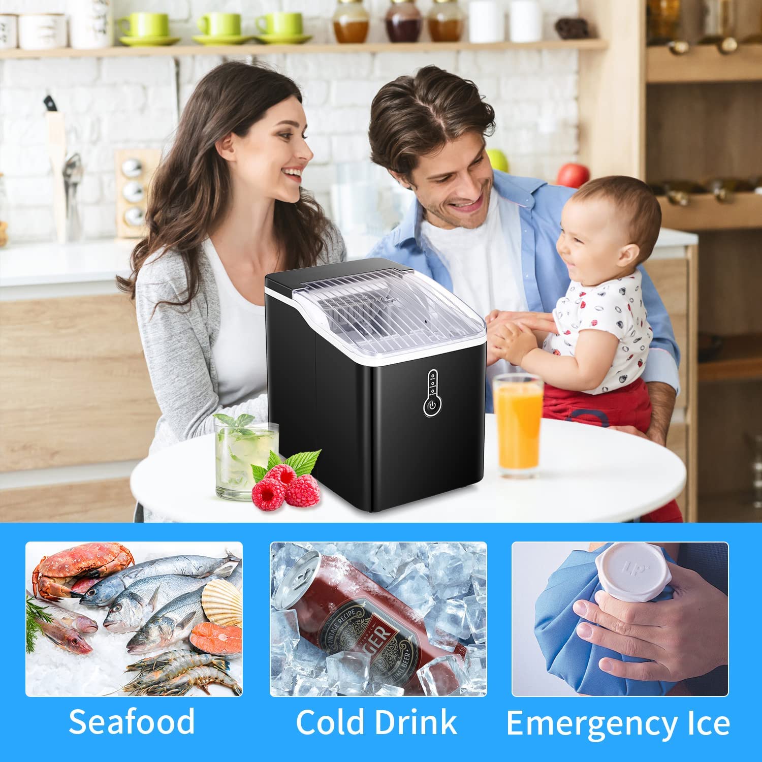 R.W.FLAME Countertop Ice Maker, Self-Cleaning Portable Ice Maker