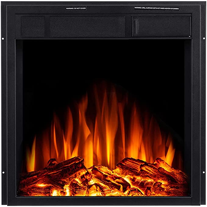 R.W.FLAME 22" Electric Fireplace Insert,7 Flame Brightness Settings, 2 Power Setting 750W/1500W (Black)