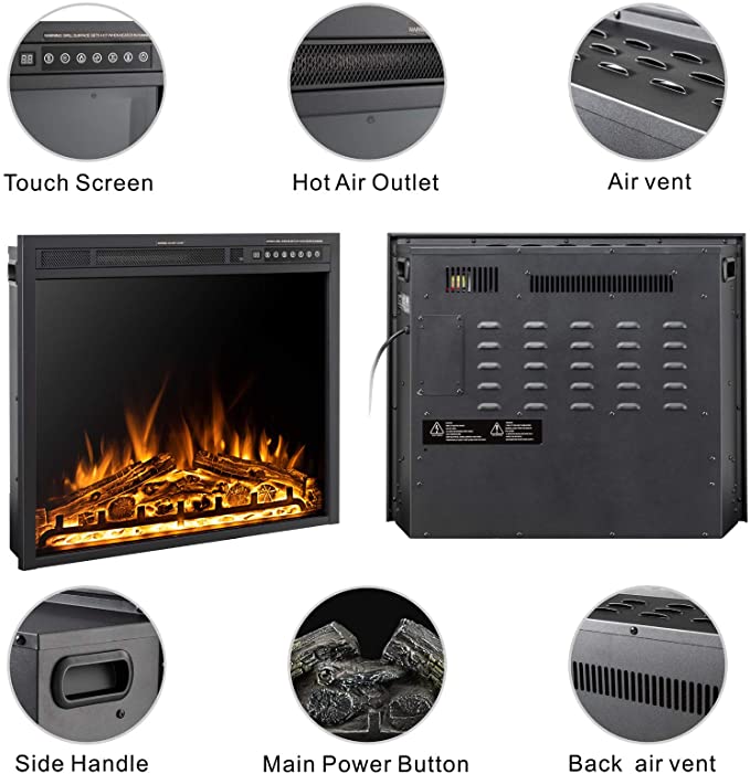 R.W.FLAME 34''Electric Fireplace Insert, Infrared Electric Fireplace,  750W/1500W