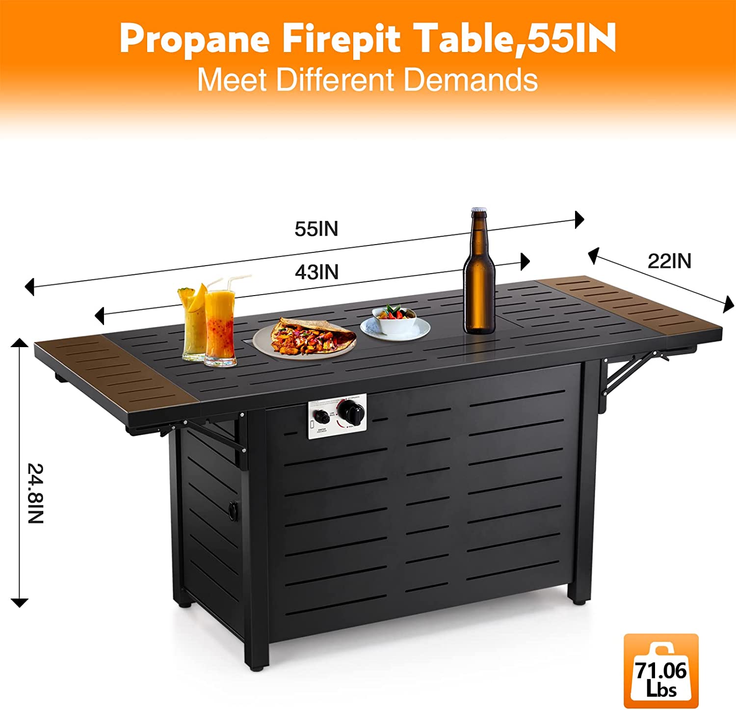 R.W.FLAME Propane Fire Pit Table 54in Foldable,50000 BTU